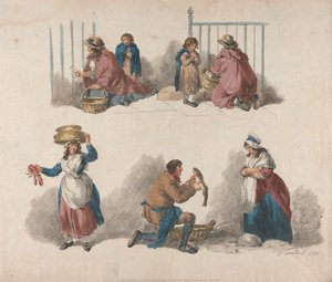 Set of Five: Five Studies of Peddlers by George Morland