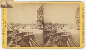 Stereograph of Safes Taken from Ruins on Dearborn Street After the Chicago Fire of 1871, 1871