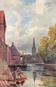 The Cathedral from King Street Ferry (color lithograph) by George Parsons Norman