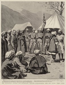 The Expedition Against the Bunerwals, Natives Surrendering Arms and Paying Their Fines by George Percy Jacomb Hood