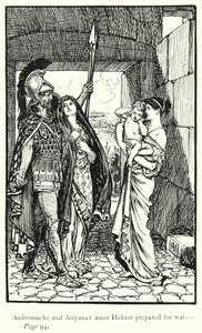 The Iliad: Andromache and Astyanax meet Hektor prepared for war by George Percy Jacomb Hood