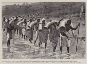 The Ivory Trade in East Africa, a Caravan on its Way to the Coast Fording a River in Uganda