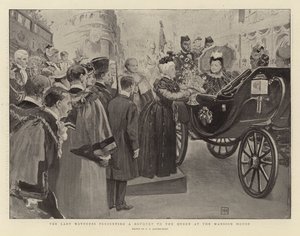 The Lady Mayoress Presenting a Bouquet to the Queen at the Mansion House