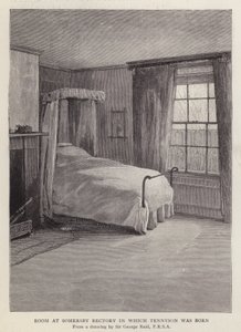 Room at Somersby Rectory, Lincolnshire, in which English poet Alfred, Lord Tennyson was born in 1809 by George Reid