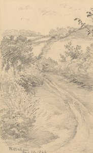 A Bushy Lane with a Field Beyond by George Richmond