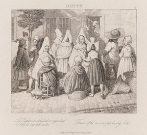 Women Purchasing Fish, Dieppe, c.1821 by George Robert Lewis