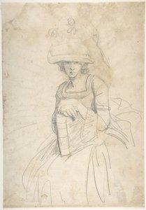 Lady Holding a Book (recto); Plan of Placing Colors on a Palette (verso) by George Romney