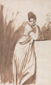 Lady Leaning on a Column- (Possibly a Sketch for Miss Woodley)