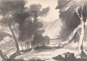 Landscape Study: Copse, Lake, and Mountains