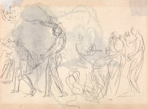 Men Going Out to Fight, with a Crowd of Cowering Women Behind by George Romney
