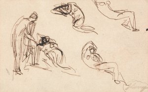 Standing Figure and Four Reclining Figures by George Romney