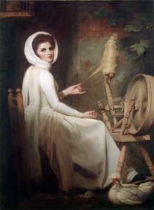 The Spinstress Lady Emma Hamilton at the Spinning Wheel