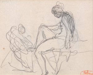 Two Figures: Probably for the Bath of Diana by George Romney