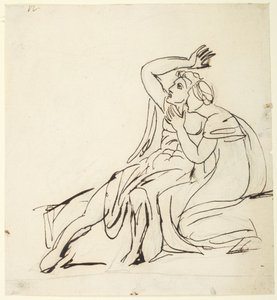 Two Seated Figures; Verso: Three Figure Group Studies by George Romney