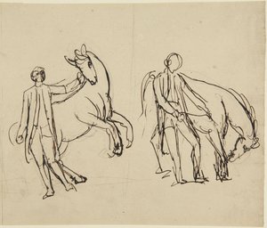 Two Studies for a Portrait of a Man with a Horse by George Romney