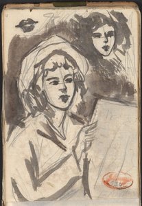 Woman Reading, and Face Study by George Romney