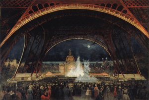 Night Festival at the 1889 Universal Exposition, under the Eiffel Tower, c. 1889