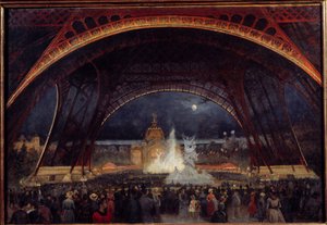Night party at the 1889 Universal Exhibition under the Eiffel Tower (1889)