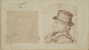Studies of rabbits with superimposed portraits of William Blake and Henry Fuseli by George Samuel