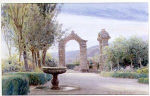 An Italian Garden with a Fountain and Two Archways by George Samuel Elgood