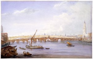 Old and New London Bridges, London, 1831
