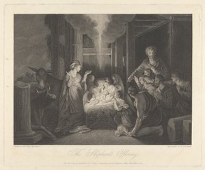 West Window of the Chapel, New College Oxford: The Shepherd Offering, Nativity Scene by George Siegmund Facius
