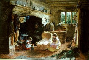 A Cottage Fireside by George Smith