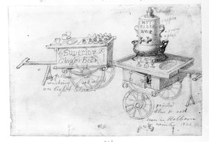 Gingerbeer and Hot Elder Wine Stalls in Holborn by George Snr Scharf