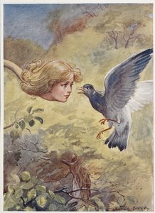 Alice with a Long Neck, Scaring a Pigeon