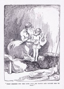 The Cheiron put the lyre into his hands and brought him to play, from The Heroes published by George Allen and Unwin 1929 by George Soper