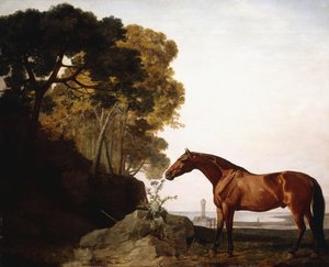 A Bay Arab in a Coastal Landscape by George Stubbs