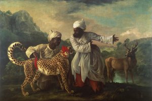 Cheetah and Stag with Two Indians by George Stubbs