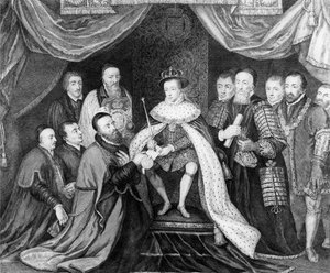 Edward VI granting the Charter for Bridewell Hospital to Sir George Barnes in 1553