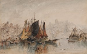 Whitby Harbour by George Weatherill