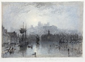 Whitby from the Railway Station; Moonlight by George Weatherill