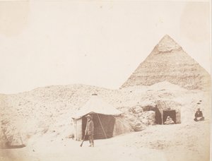 The Photographer before his Tent on the Site of the Pyramid of Khafre Chephren by George Wilson Bridges
