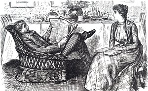 A Husband and Wife Reading by George du Maurier