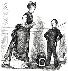 Cartoon depicting an insolent child disobeying his mother by George du Maurier