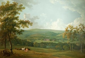 A Distant View of Towneley Hall, c.1777 by George the Elder Barret