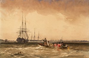 On the Medway (Marines Going out to the Indiaman, Northfleet)