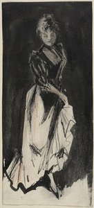 Woman Lifting Skirt to Walk by Georges Alfred Bottini