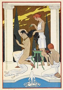 Ancient Rome. A Personage Having Her Hair Washed by Servants. by Georges Barbier