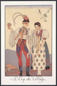 Falbalas et Fanfreluches, Almanac for 1922, Le coq du village, by George Barbier, print by Georges Barbier