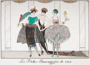 The Beautiful Savages of 1920. Three Women in a Line Wearing Exotic Dresses