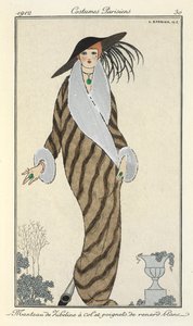 "Libeline Coat with White Fox Collar and Cuffs"