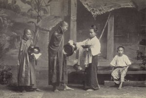 Burma: The Pongyi with His Begging-Bowl