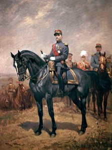 Portrait of marshal Ferdinand Foch on horse