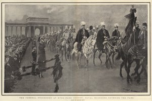 The Funeral Procession at Hyde Park Corner, Royal Mourners Entering the Park by Georges Bertin Scott