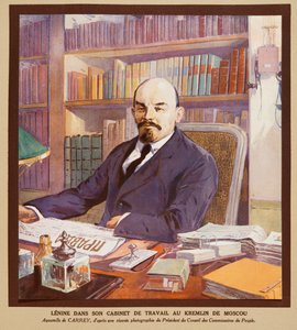 Lenin in his Office at the Kremlin in Moscow, from Histoire des Soviets by Georges Carrey