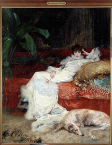 Portrait of Comedian Henriette Rosine Bernard, Known as Sarah Bernhardt (by Georges Jules Victor Clairin) by Georges Clairin